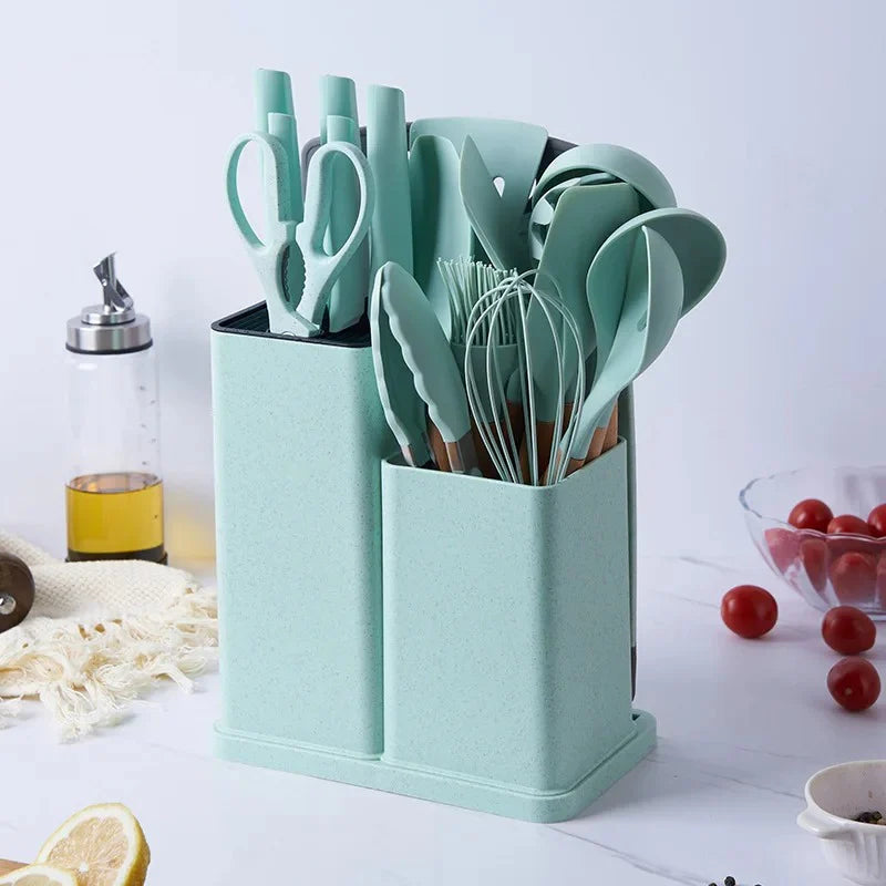 ¿Cansado de utensilios de cocina incompletos y de baja calidad? Descubra nuestro juego de utensilios de cocina de silicona 19 en 1.